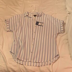 Blue & White Striped Button Down Shirt *NWT*